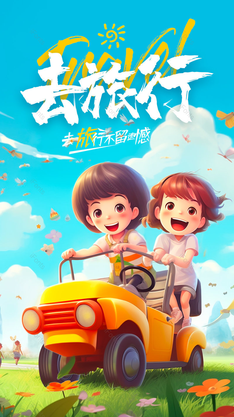 旅行夏日出游房车旅行度假野餐季创意海报,设计模板,设计模板大全,设计模板下载